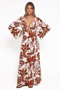 Petal and Pup USA DRESSES Inala Maxi Dress - Brown Floral