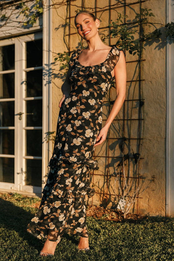 petal and pup black floral dress Petal and Pup Women's Anika Maxi Dress