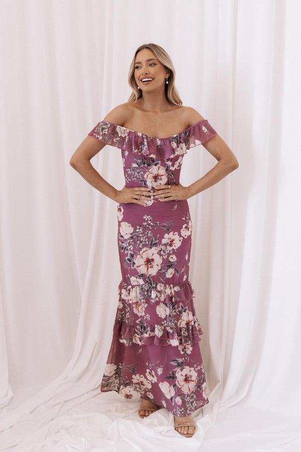 Petal and Pup USA DRESSES Irelynn Maxi Dress - Dark Rose Floral
