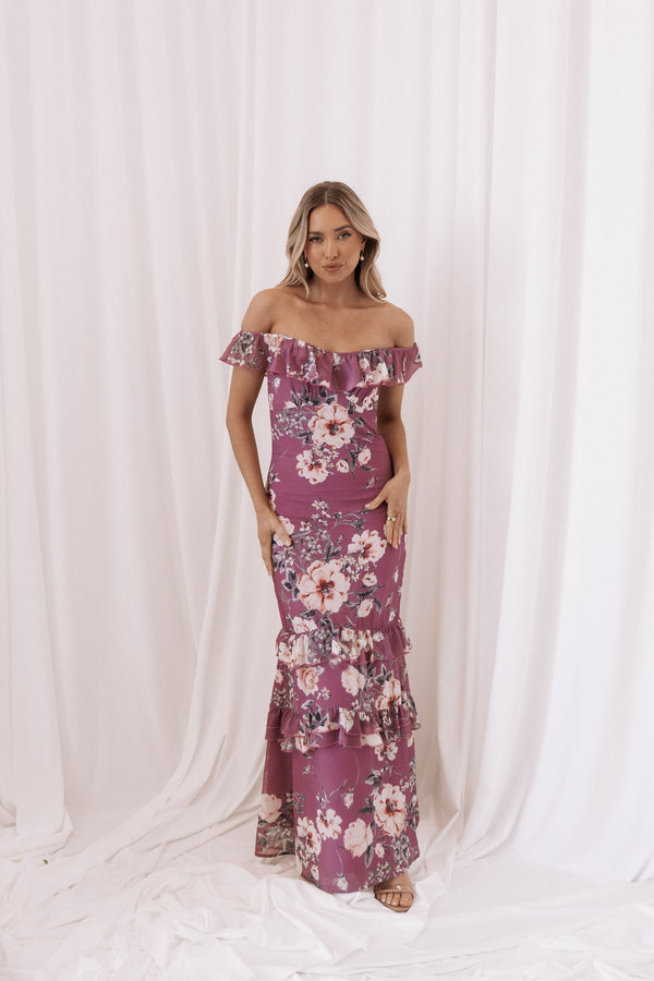 Petal and Pup USA DRESSES Irelynn Maxi Dress - Dark Rose Floral