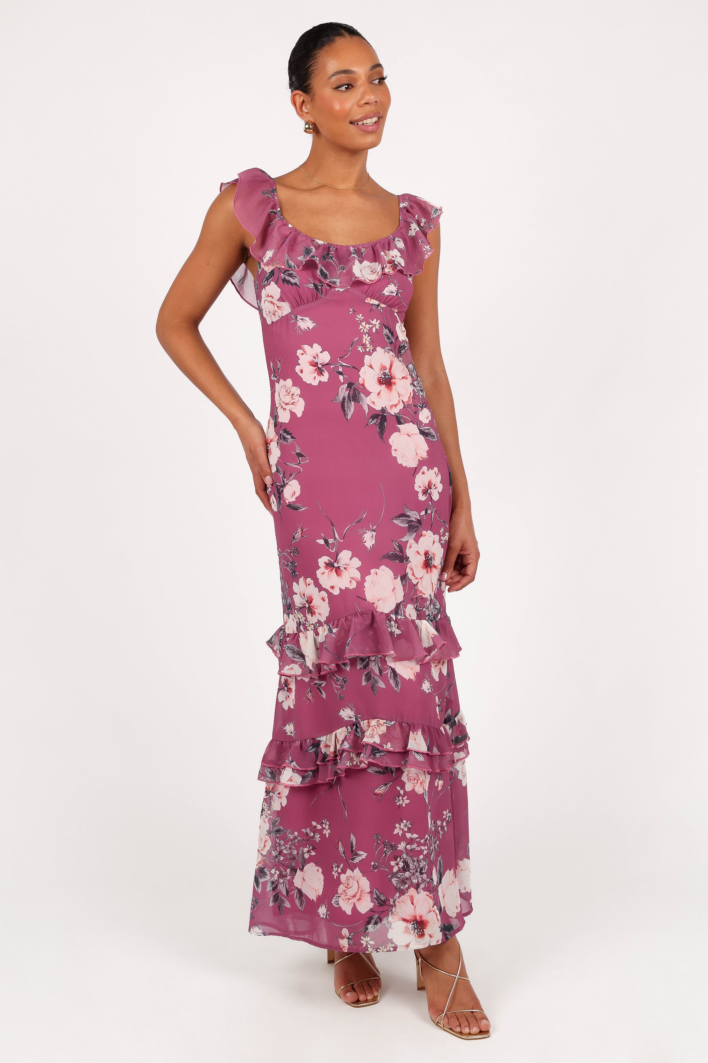 Petal and Pup USA DRESSES Irelynn Maxi Dress - Dark Rose Floral