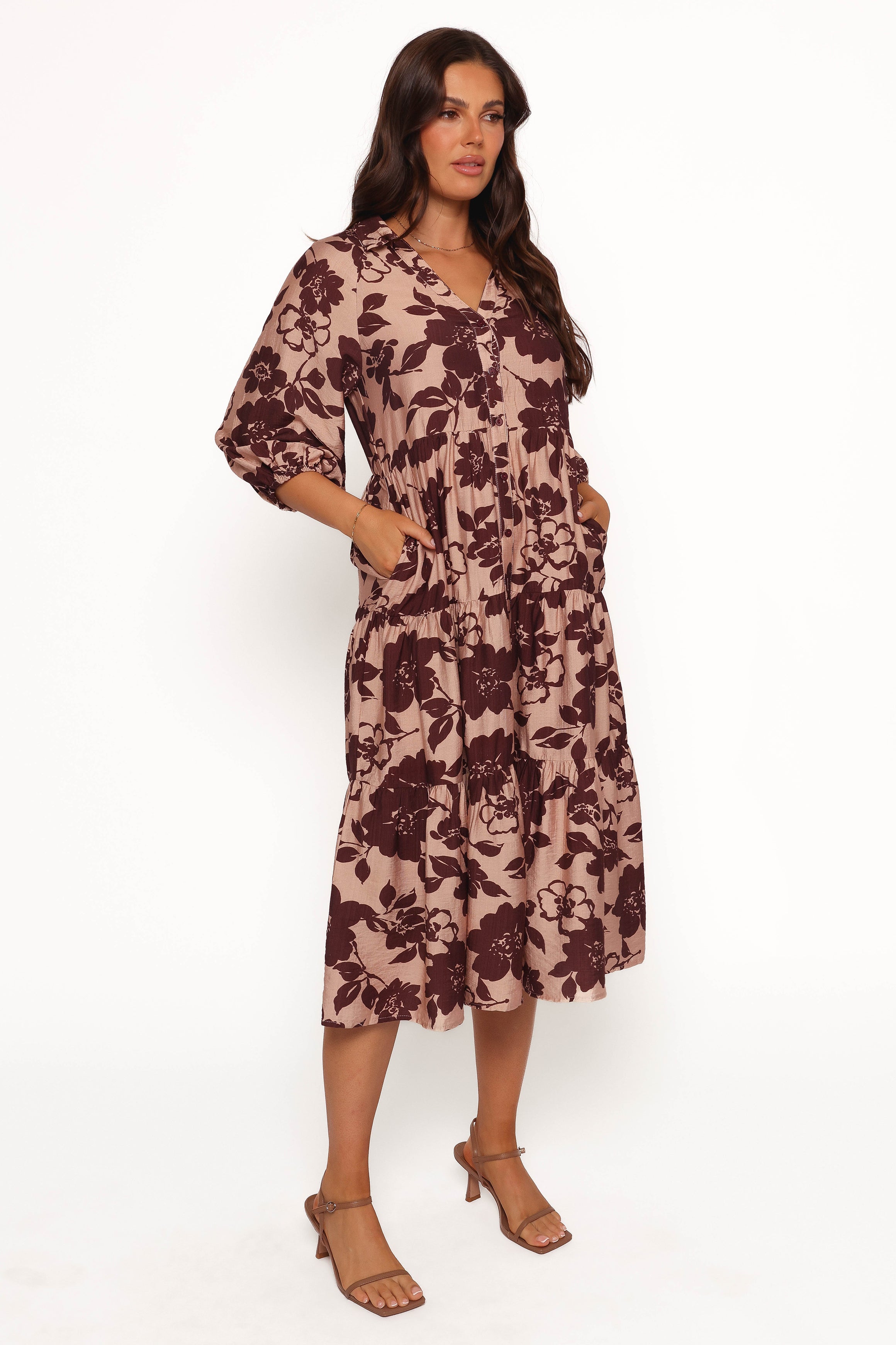 Petal and Pup USA DRESSES Isaac Maxi Dress - Brown Floral