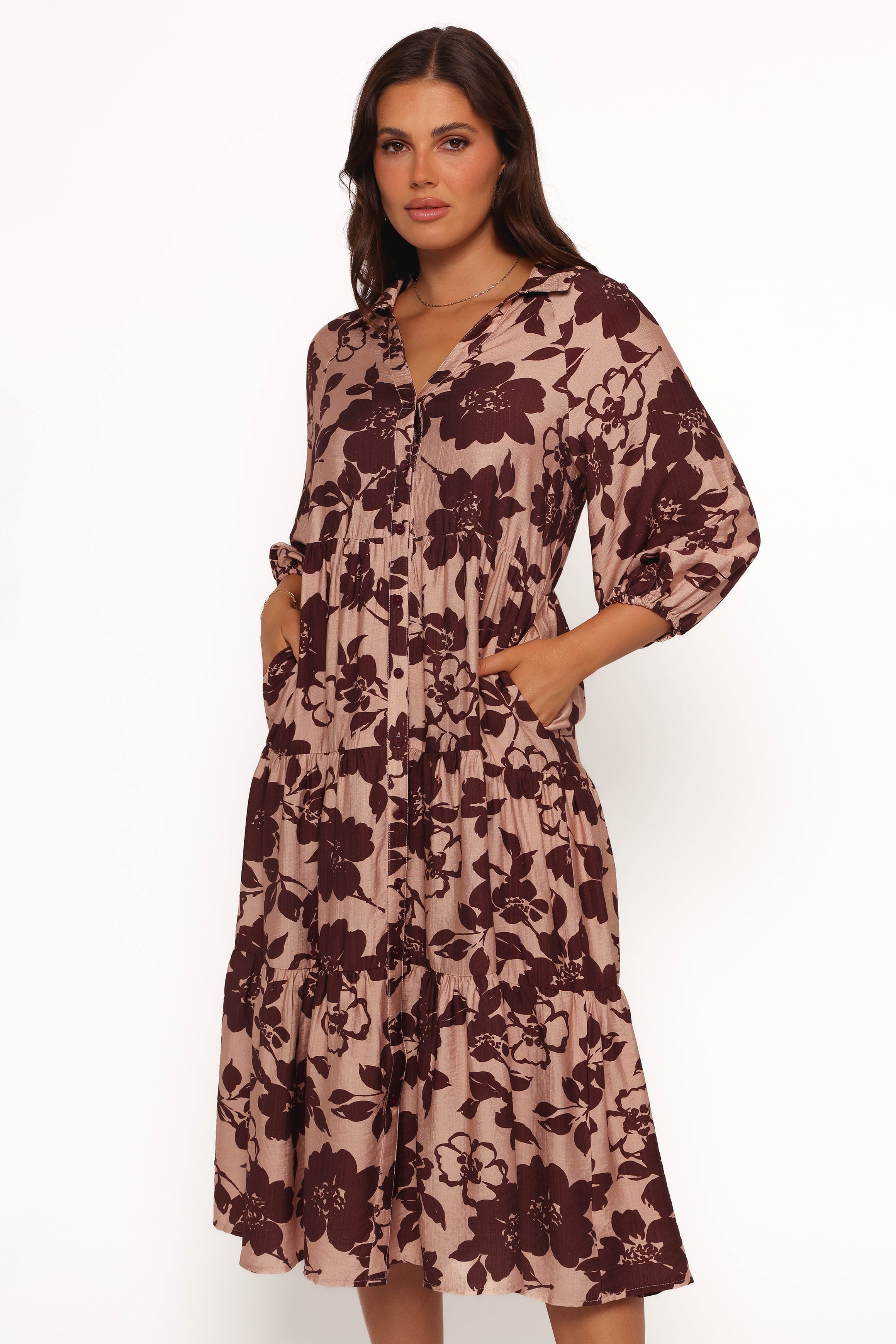 Petal and Pup USA DRESSES Isaac Maxi Dress - Brown Floral (Hold for Rack)
