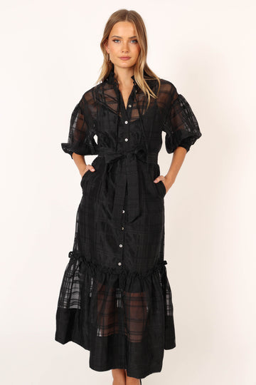 Izzy Long Sleeve Maxi Dress - Black - Petal & Pup USA