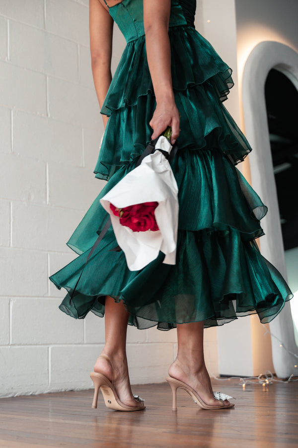 Laurel Velvet Midi Dress - Emerald Green