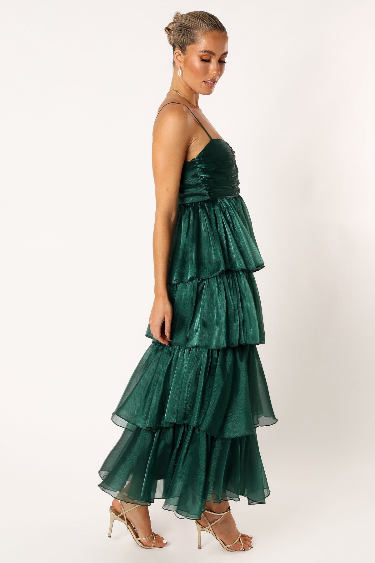 Petal and Pup Jace Tiered Maxi Dress - Shimmer Emerald Petal and Pup Jace Tiered Maxi Dress - Shimmer Emerald