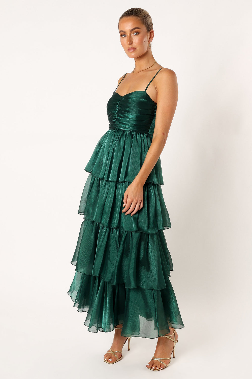 Jace Tiered Maxi Dress - Shimmer Emerald - Petal & Pup USA