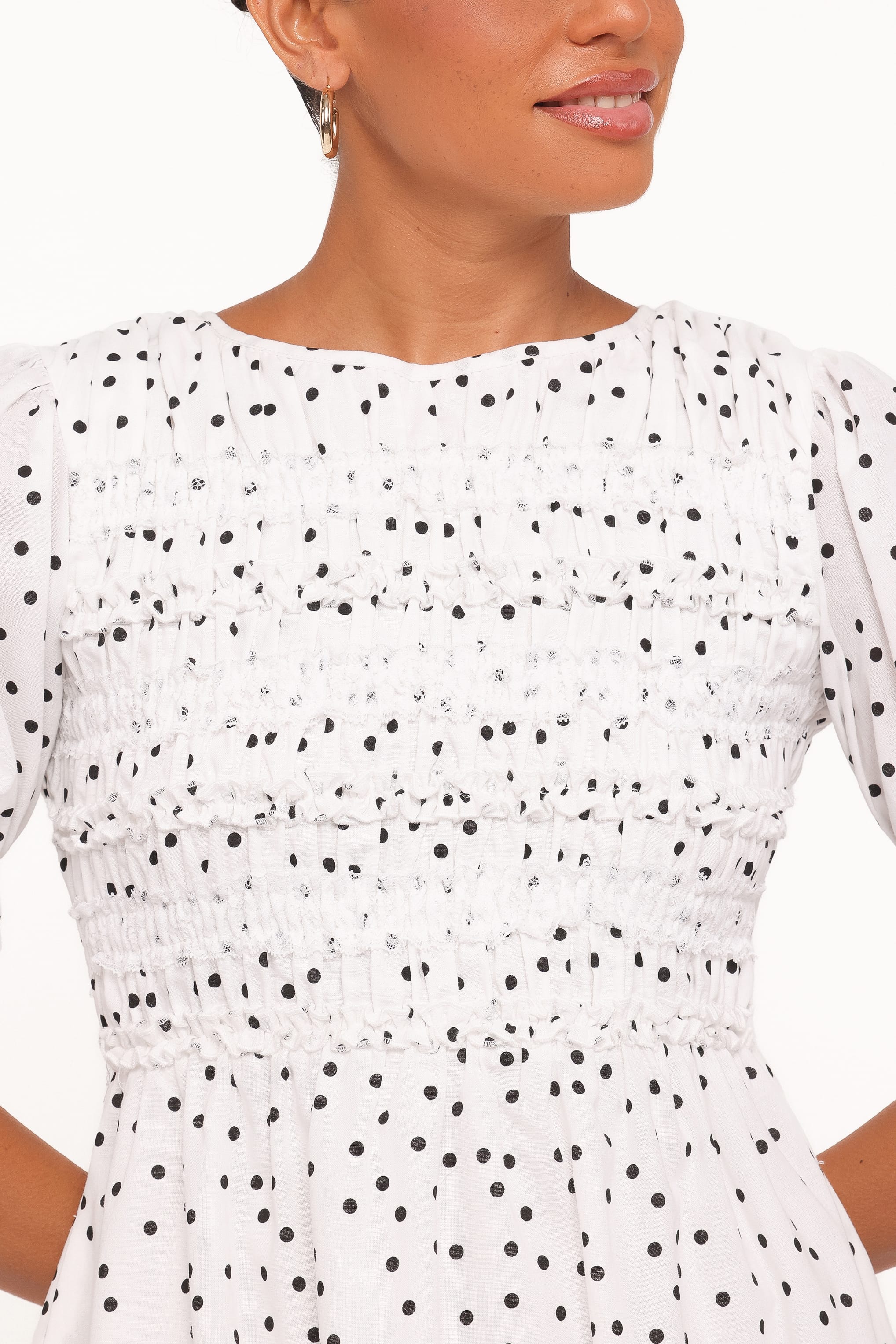 Petal and Pup USA DRESSES Jaclyn Mini Dress - White Polka Dot