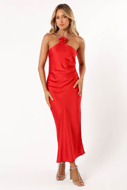 Petal and Pup USA DRESSES Jadore Halterneck Midi Dress - Radiant Red
