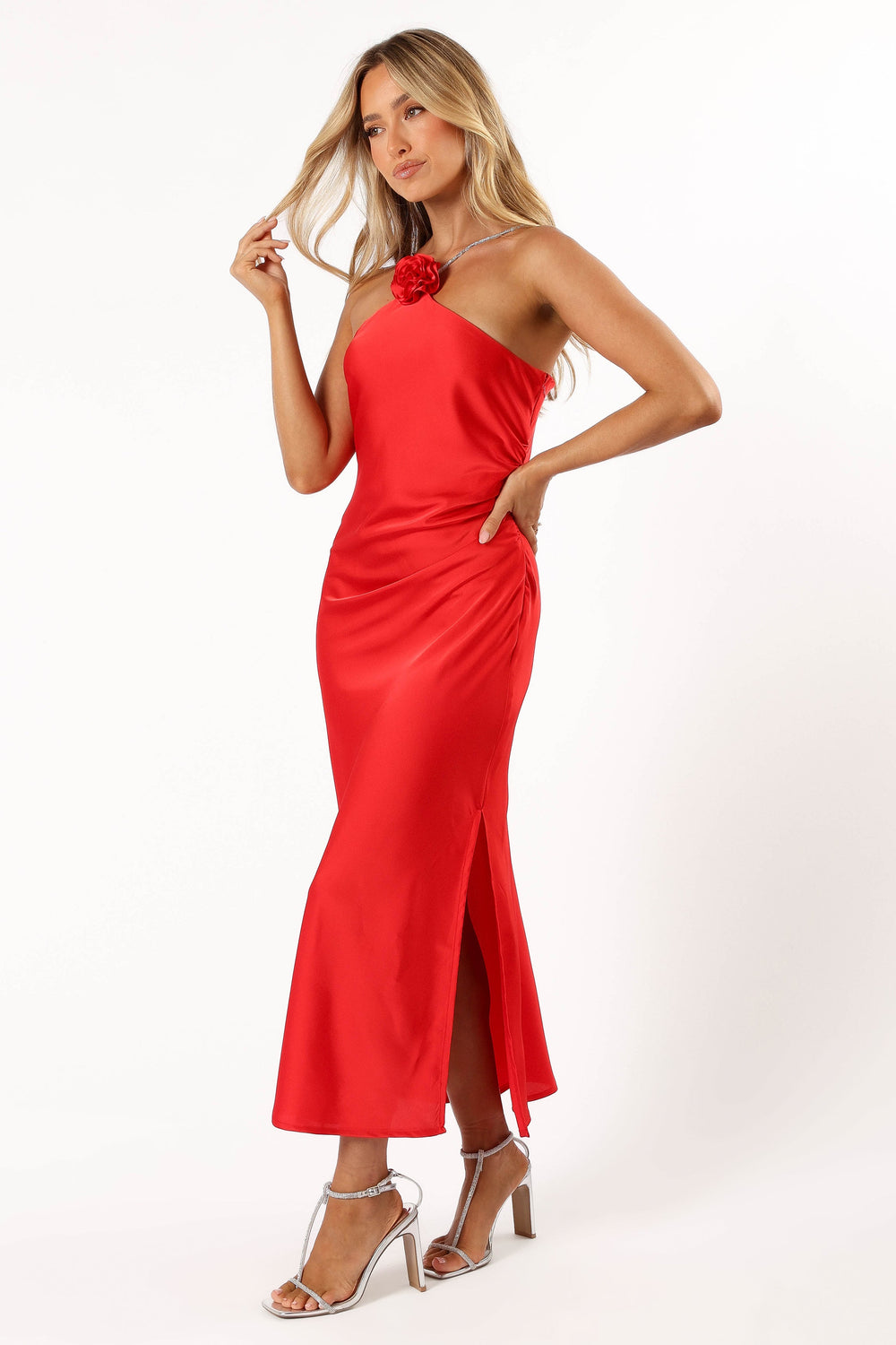 Petal and Pup USA DRESSES Jadore Halterneck Midi Dress - Radiant Red