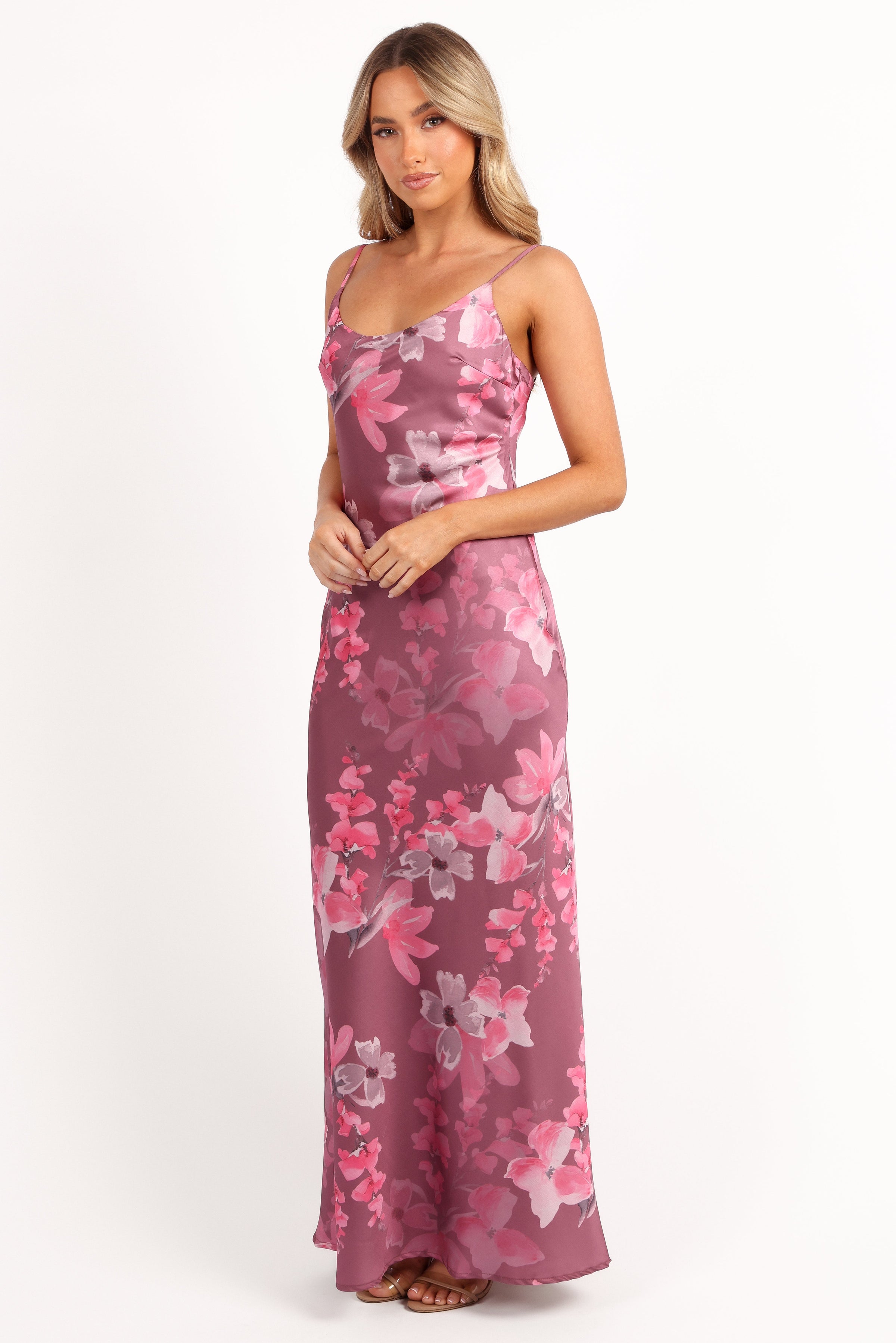 Petal and Pup USA DRESSES Jamie Maxi Slip Dress - Dark Rose Floral