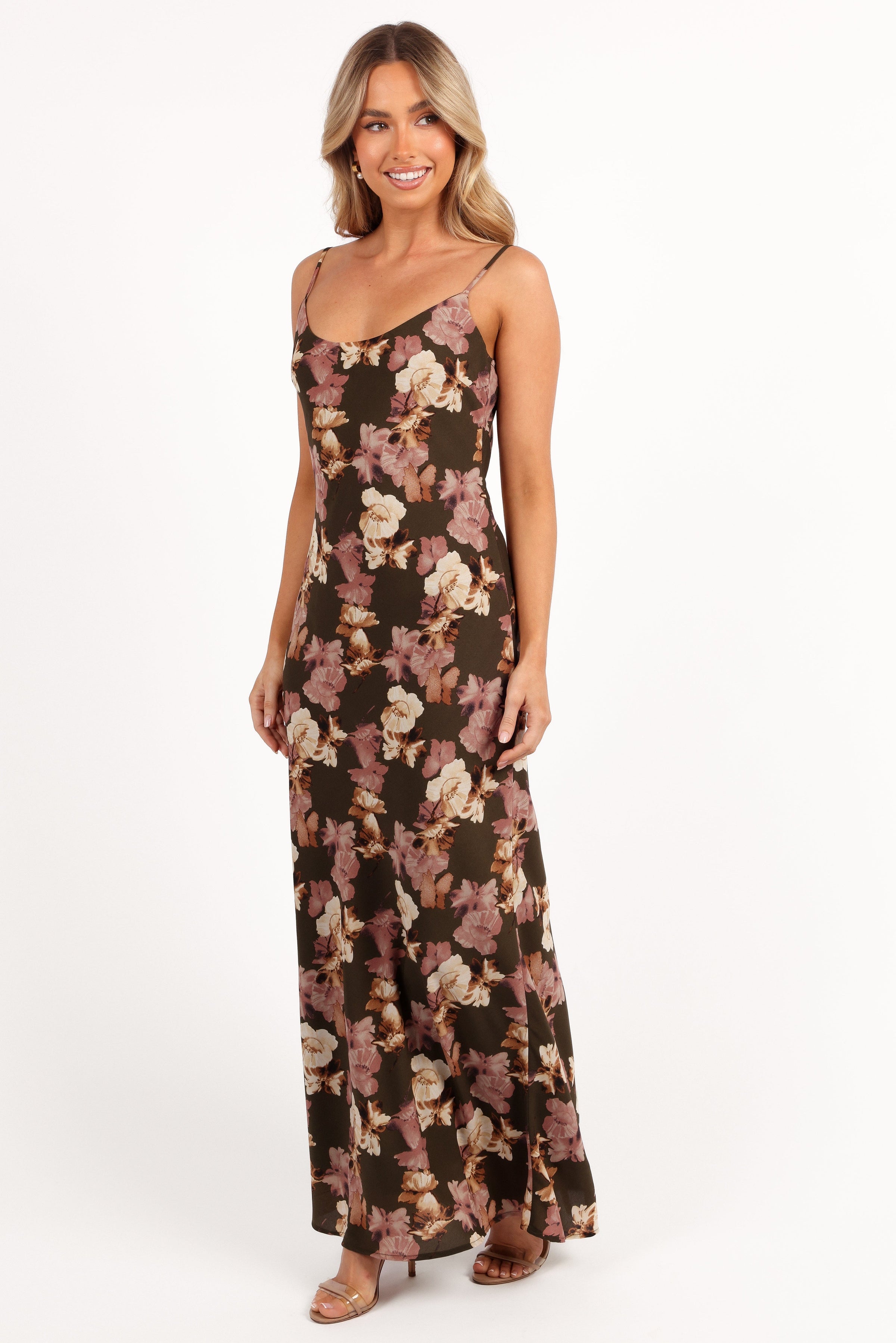 Petal and Pup USA DRESSES Jamie Maxi Slip Dress - Olive Floral
