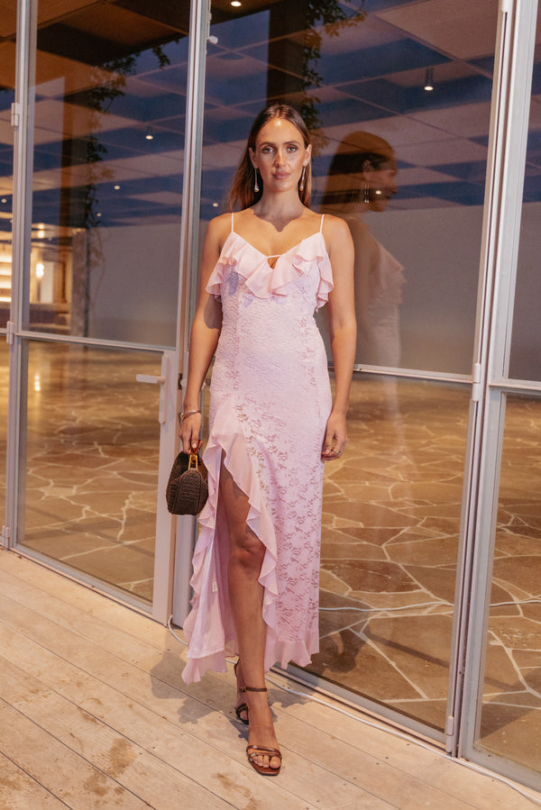 Petal and Pup USA DRESSES Jamielee Lace Maxi Dress - Pink