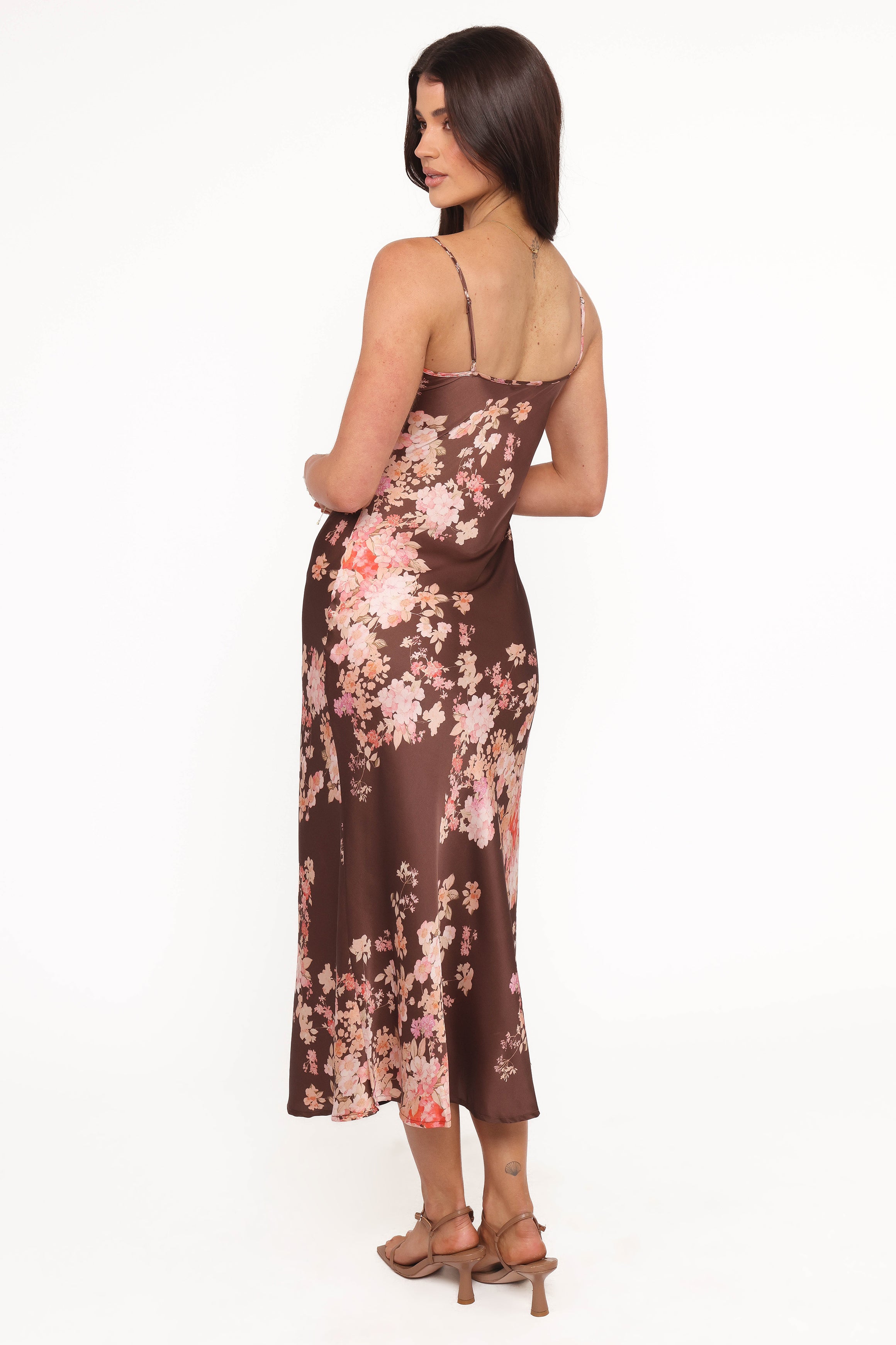Petal and Pup USA DRESSES Jamila Midi Dress - Brown Floral