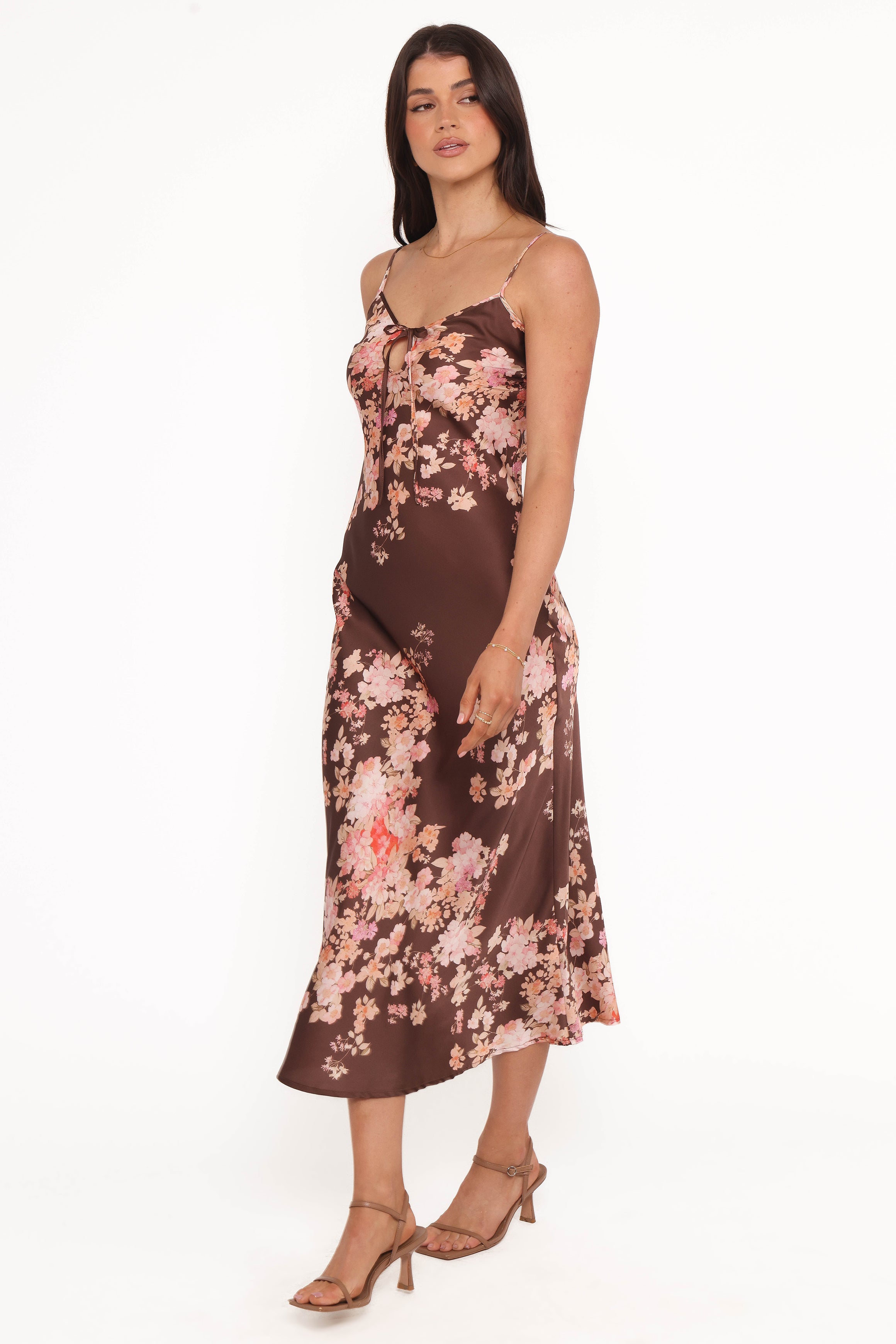 Petal and Pup USA DRESSES Jamila Midi Dress - Brown Floral