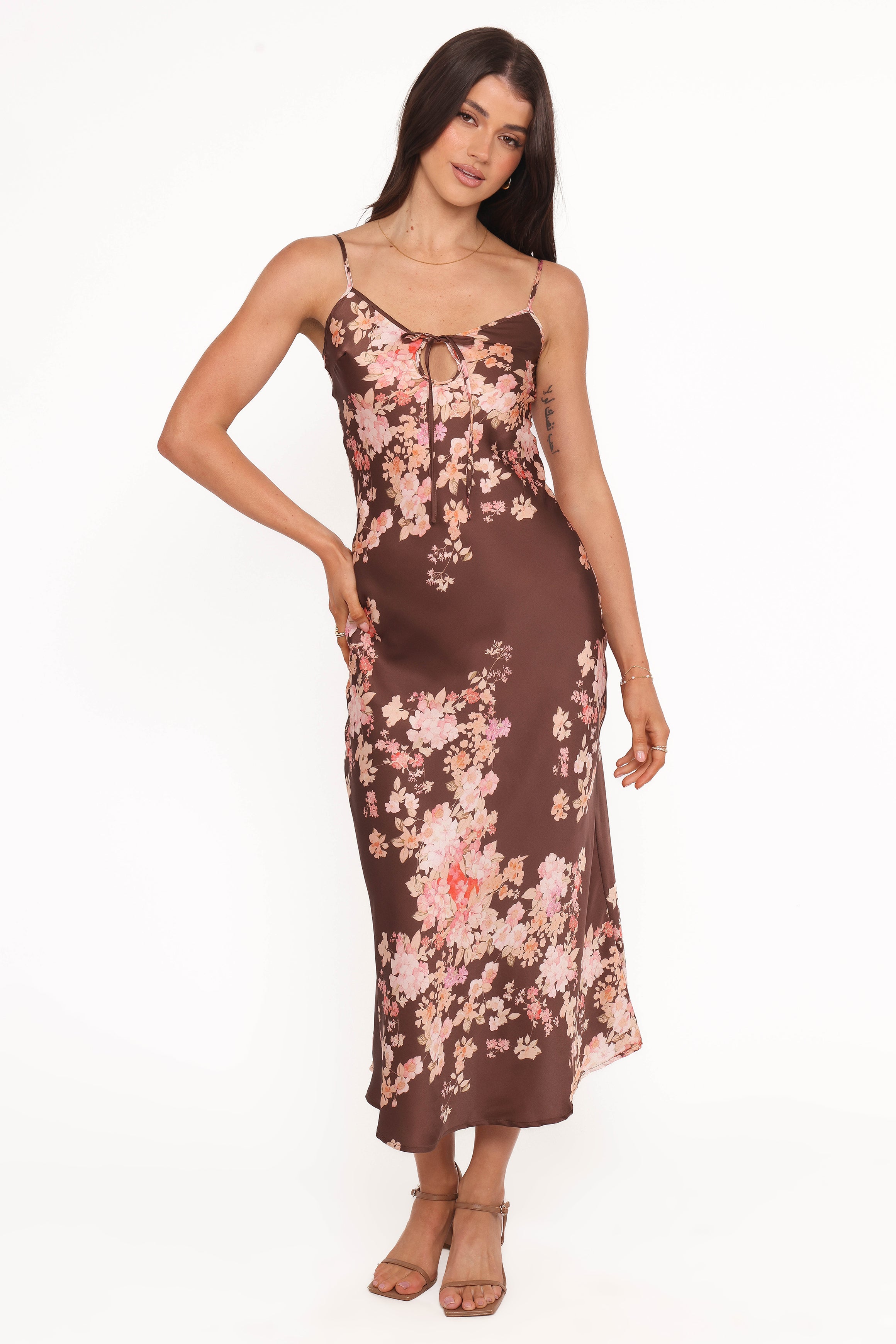 Petal and Pup USA DRESSES Jamila Midi Dress - Brown Floral