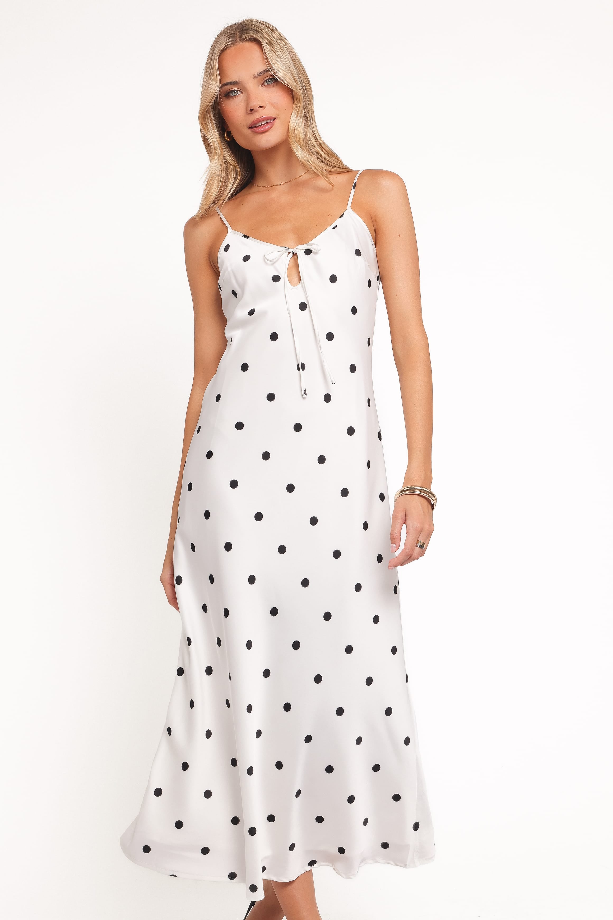 Petal and Pup USA DRESSES Jamila Midi Dress - White Polka Dot