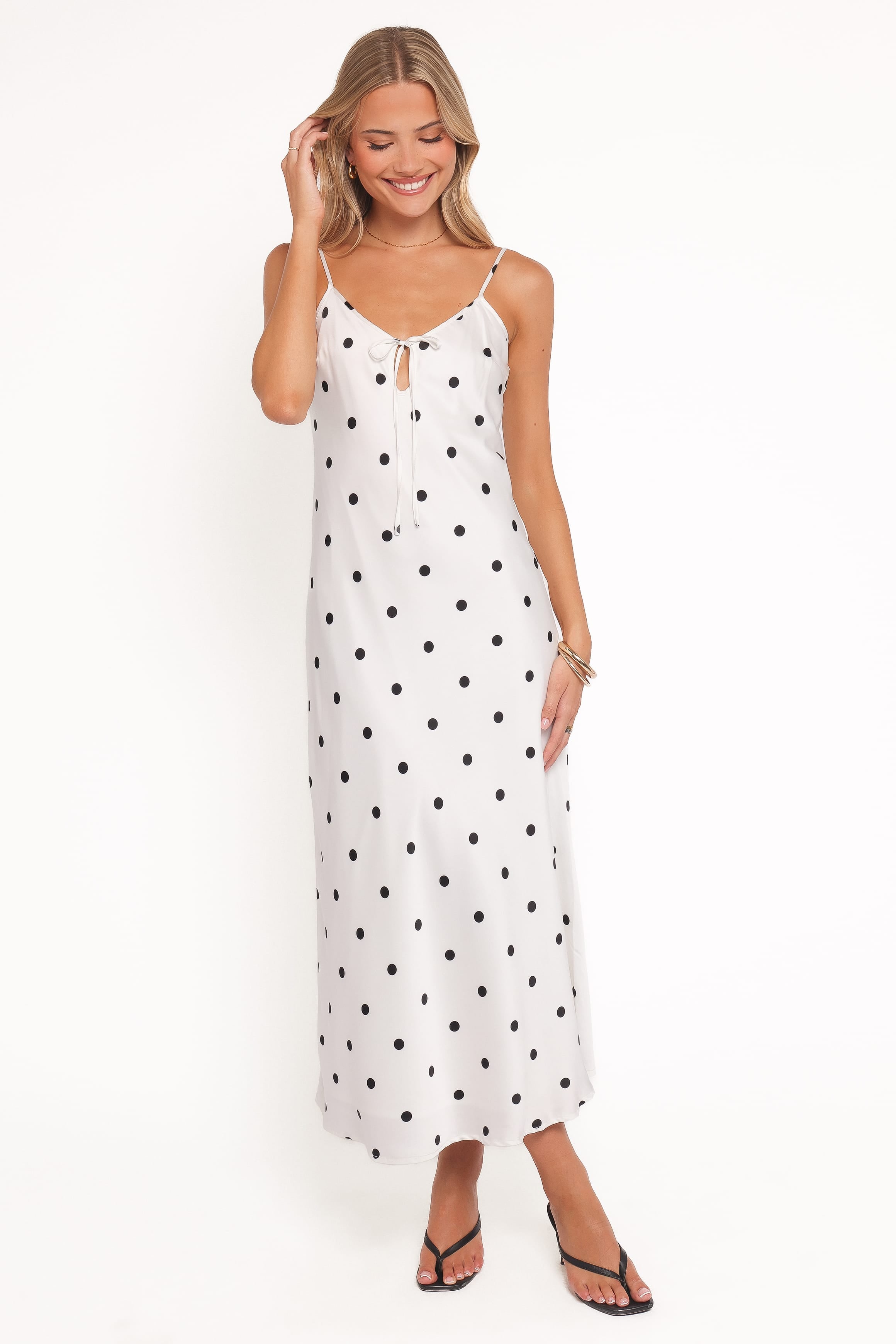 Petal and Pup USA DRESSES Jamila Midi Dress - White Polka Dot