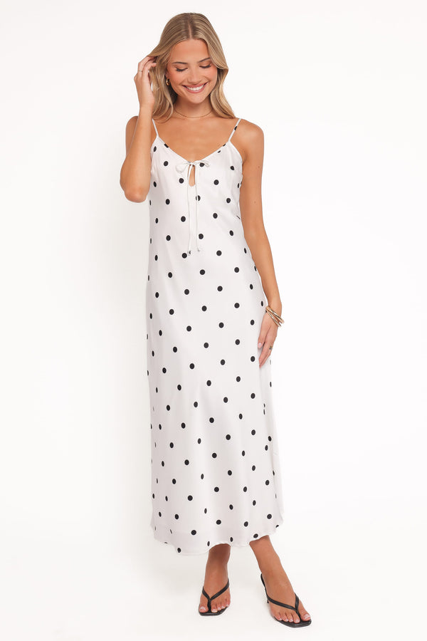 Petal and Pup USA DRESSES Jamila Midi Dress - White Polka Dot