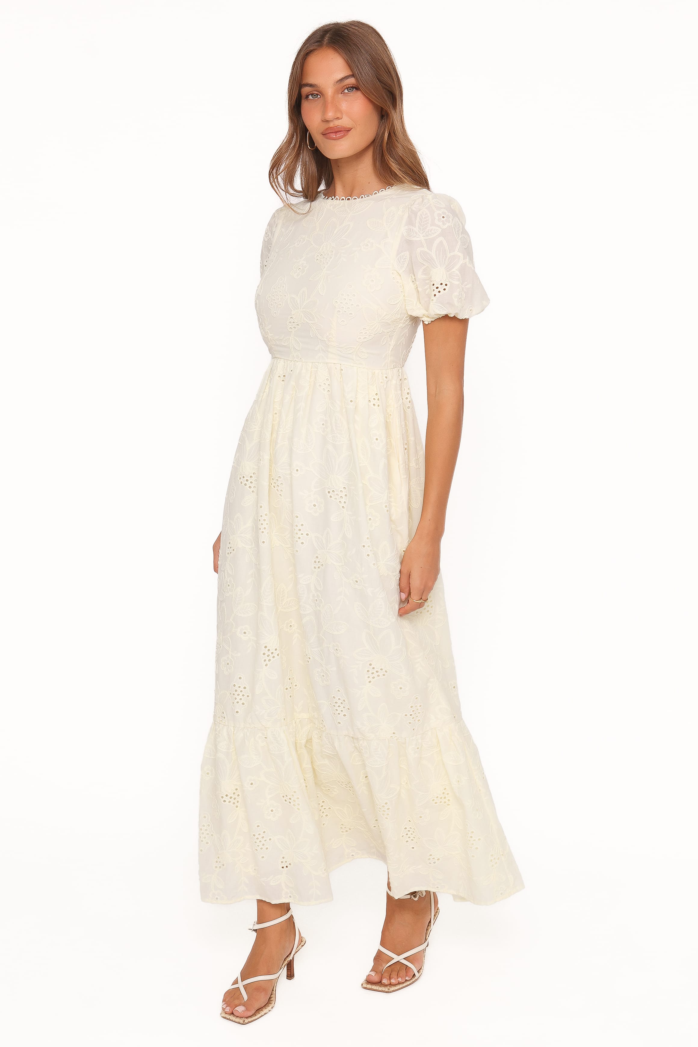 Petal and Pup USA DRESSES Janice Maxi Dress - Butter Yellow Broderie