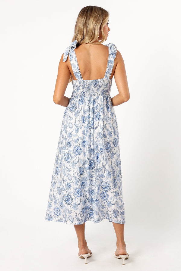 Petal and Pup USA DRESSES Janie Midi Dress - Blue Floral