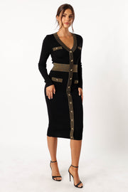Petal and Pup USA DRESSES Jaya Longsleeve Midi Dress - Black