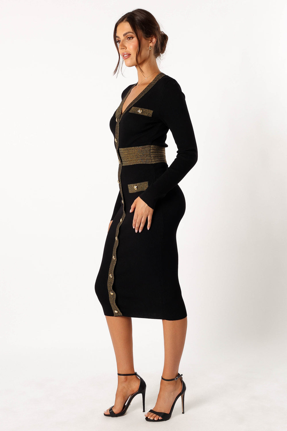 Petal and Pup USA DRESSES Jaya Longsleeve Midi Dress - Black