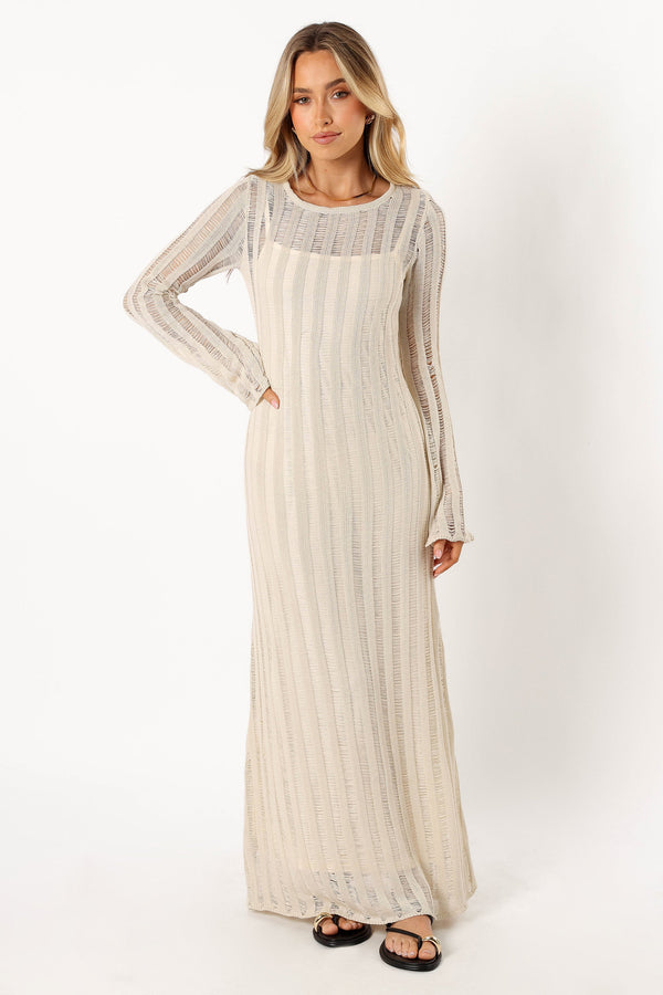 Petal and Pup USA DRESSES Jaye Long Sleeve Maxi Dress - Cream