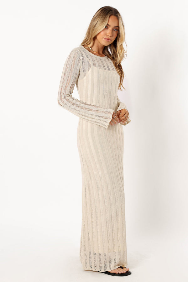 Petal and Pup USA DRESSES Jaye Long Sleeve Maxi Dress - Cream