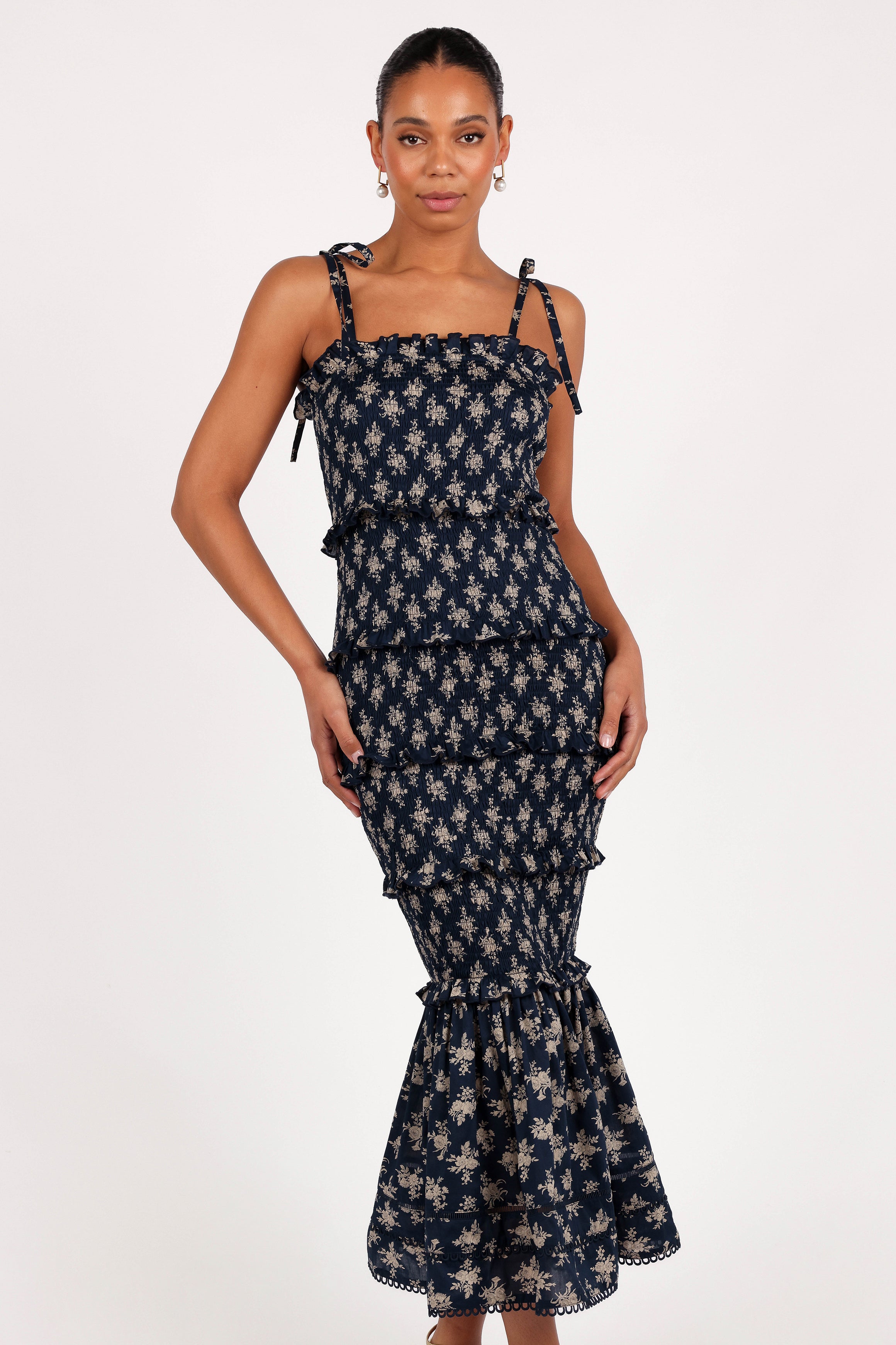Petal and Pup USA DRESSES Jazy Midi Dress - Navy Floral