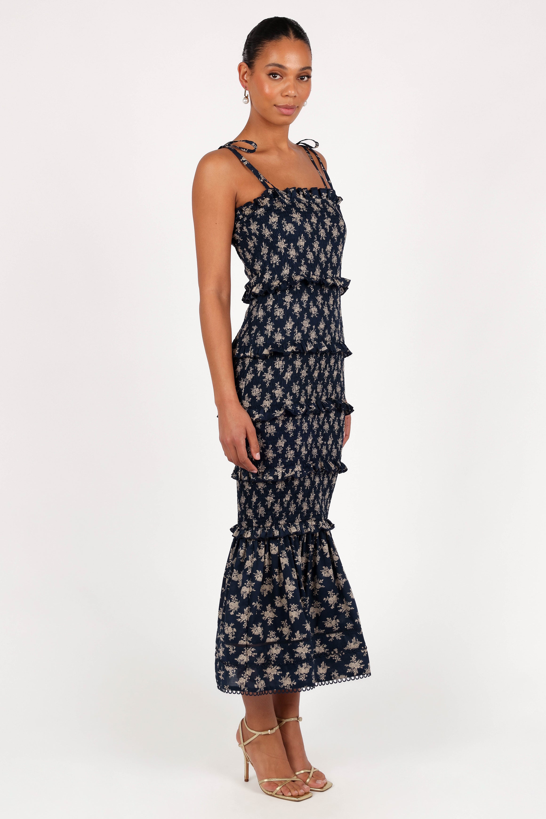 Petal and Pup USA DRESSES Jazy Midi Dress - Navy Floral