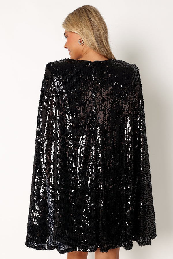 Petal and Pup USA DRESSES Jemima Mini Dress - Black Sequin