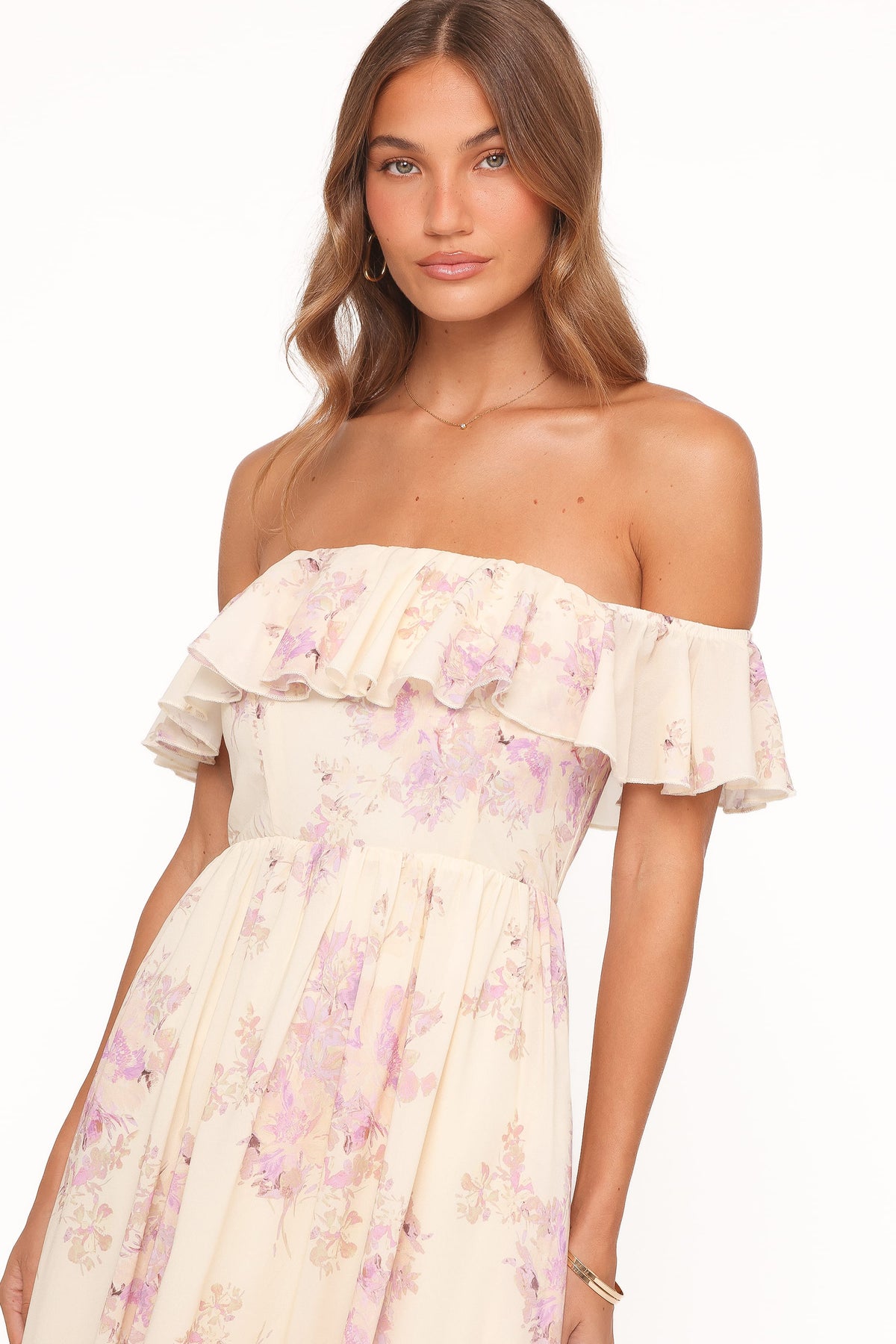 lavender floral bridesmaid dresses Wedtrend Women Lavender Flower Bridesmaid Dress A-Line Spaghetti Straps Pleated Long Wedding Party Dress, Lavender Flower / US16