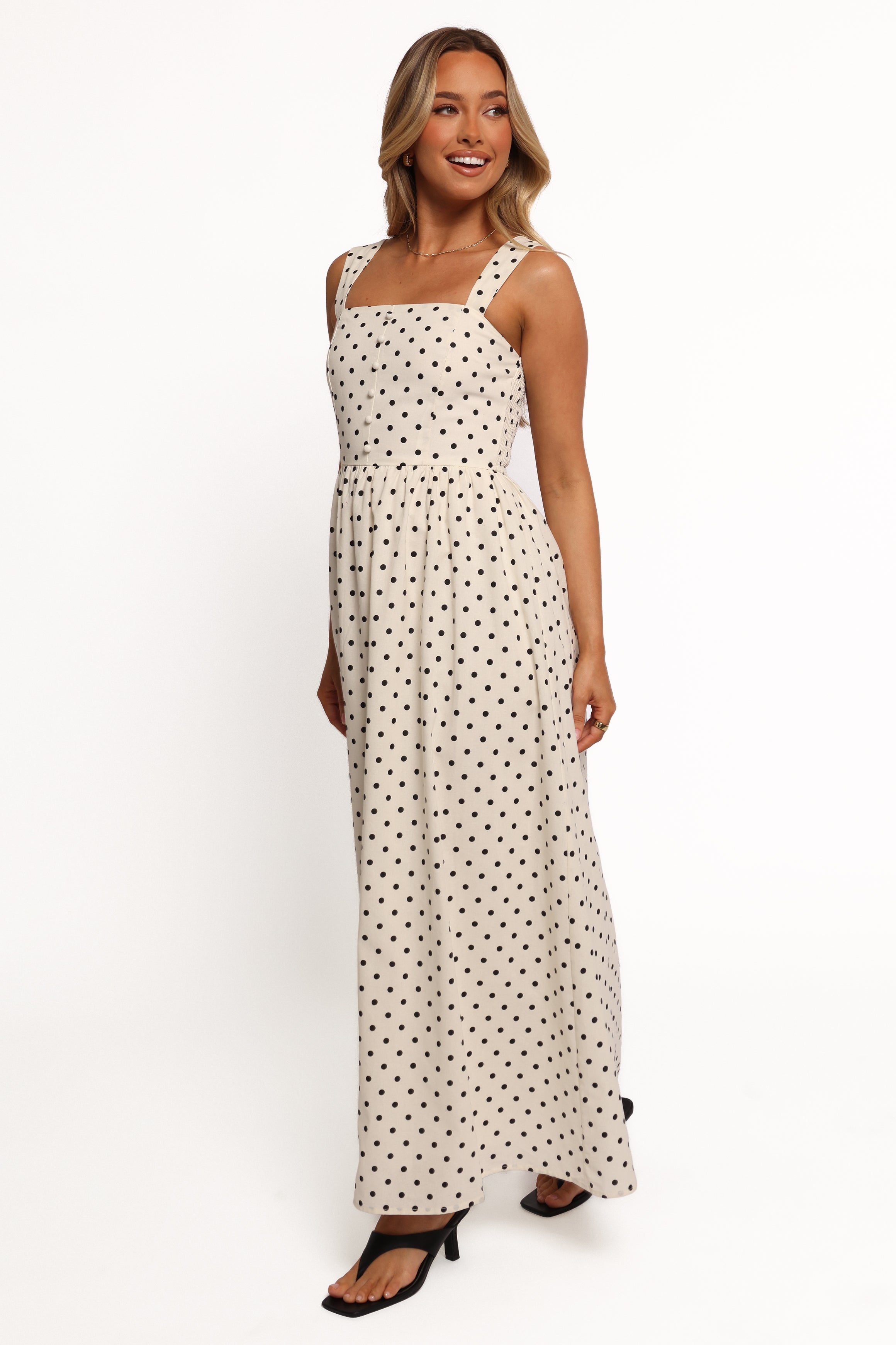 Petal and Pup USA DRESSES Jenni Maxi Dress - White Polka Dot