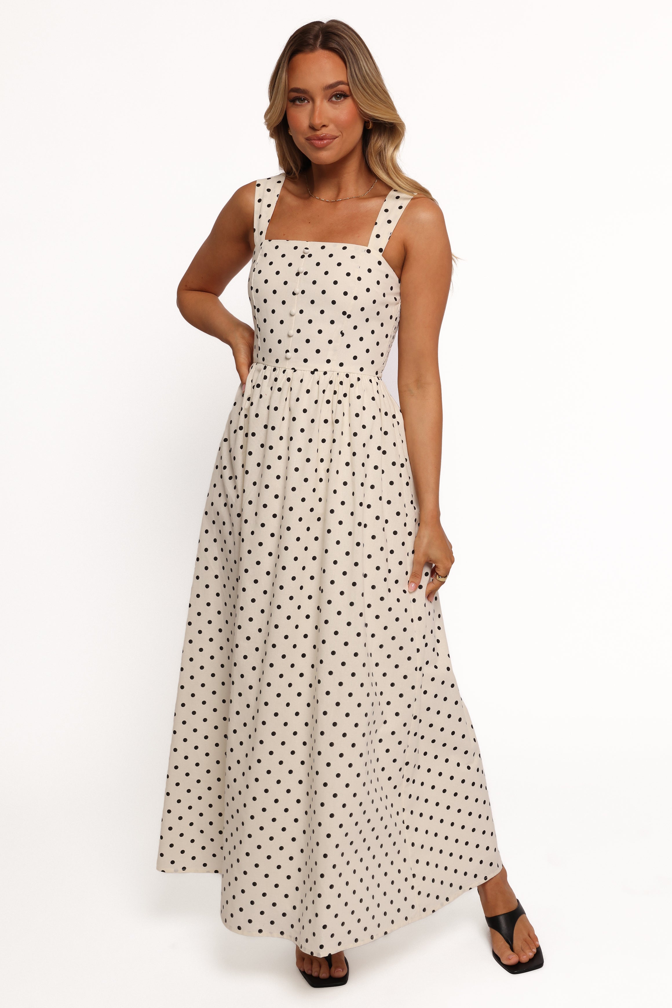 Petal and Pup USA DRESSES Jenni Maxi Dress - White Polka Dot