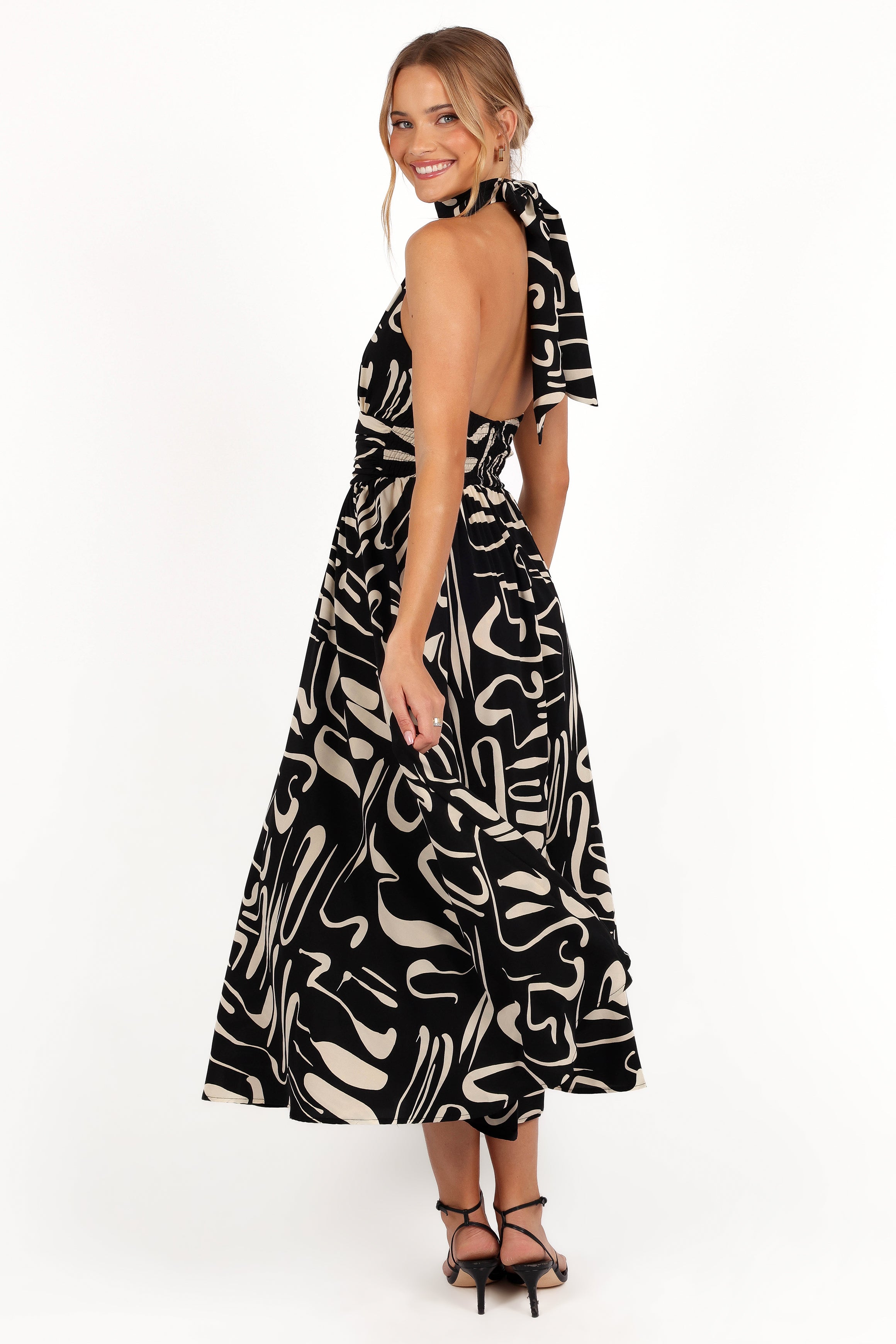 Petal and Pup USA DRESSES Jennifer Halterneck Maxi Dress - Black/White