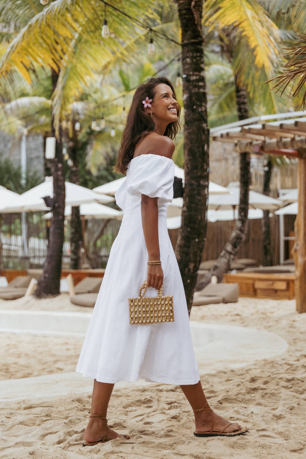 janese off shoulder midi dress SIMKHAI Janese Off-The-Shoulder Knit Midi Dress