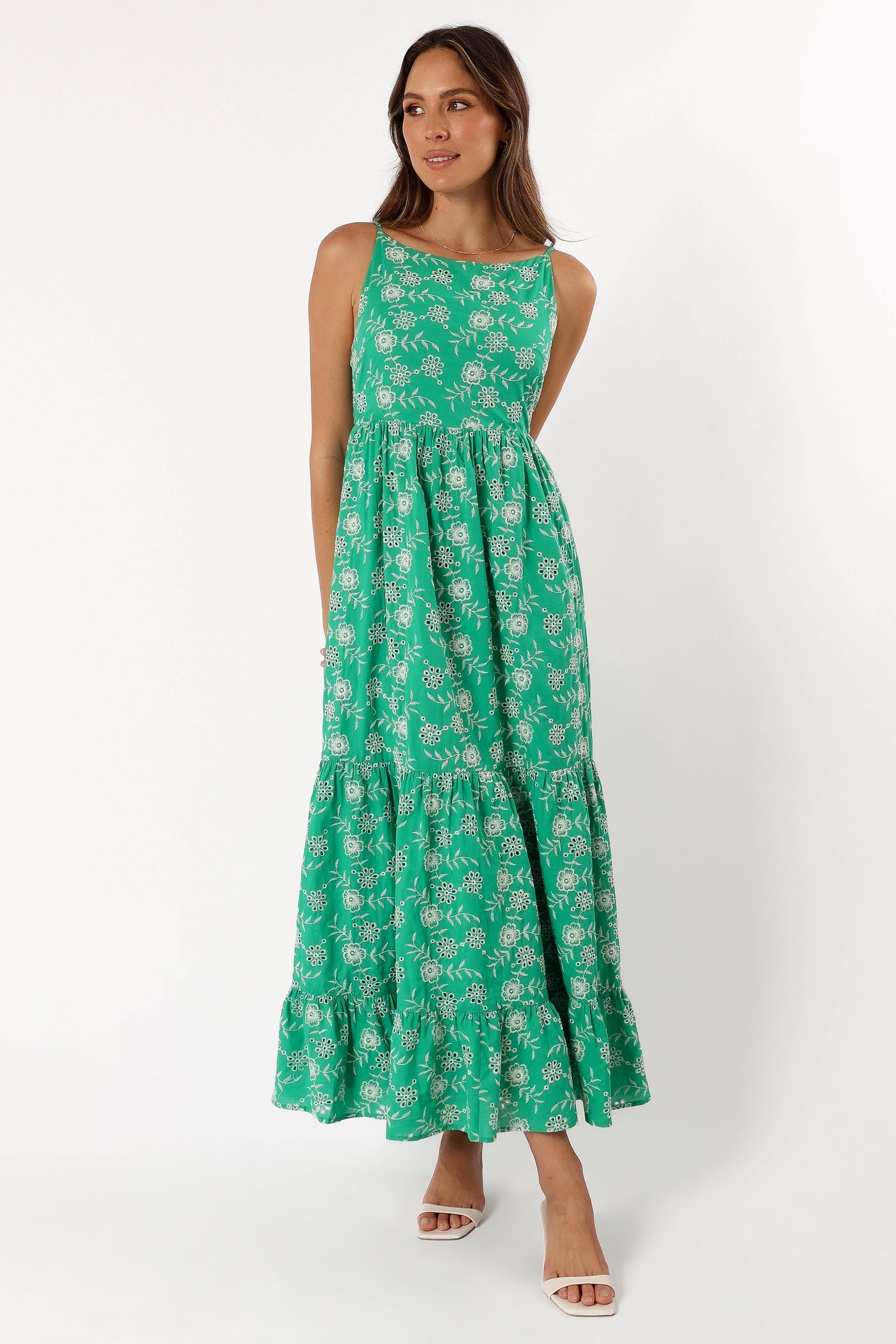 Petal and Pup USA DRESSES Jenson Maxi Dress - Green Eyelet