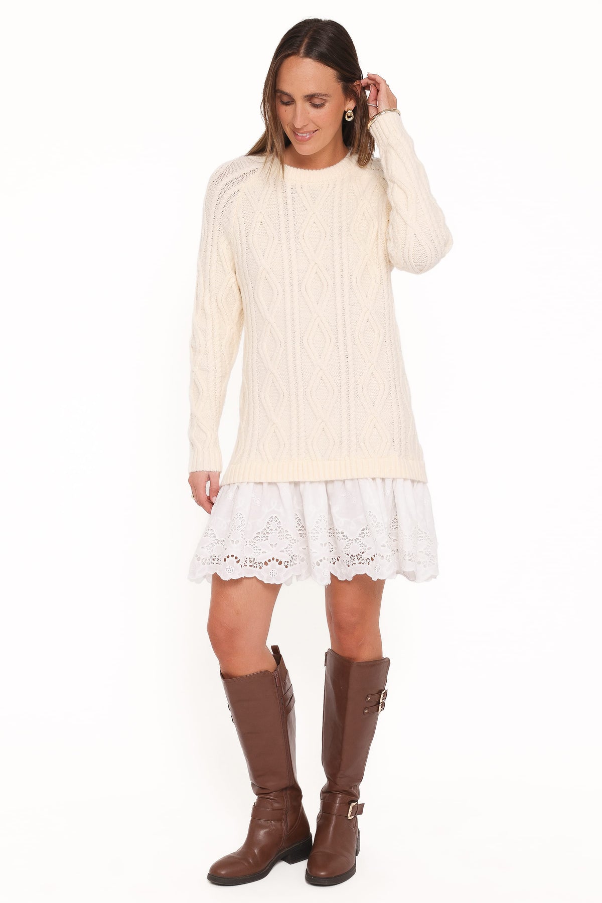 Petal and Pup USA DRESSES Jesper Knit Mini Dress - Ivory