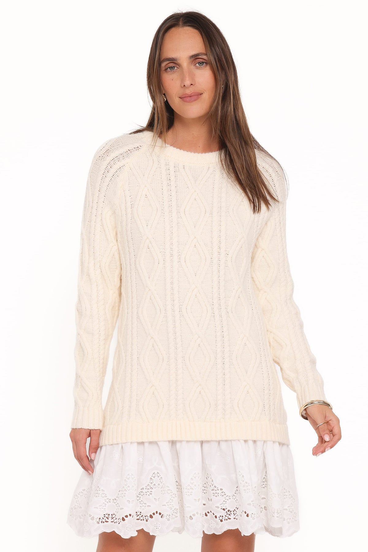 Petal and Pup USA DRESSES Jesper Knit Mini Dress - Ivory