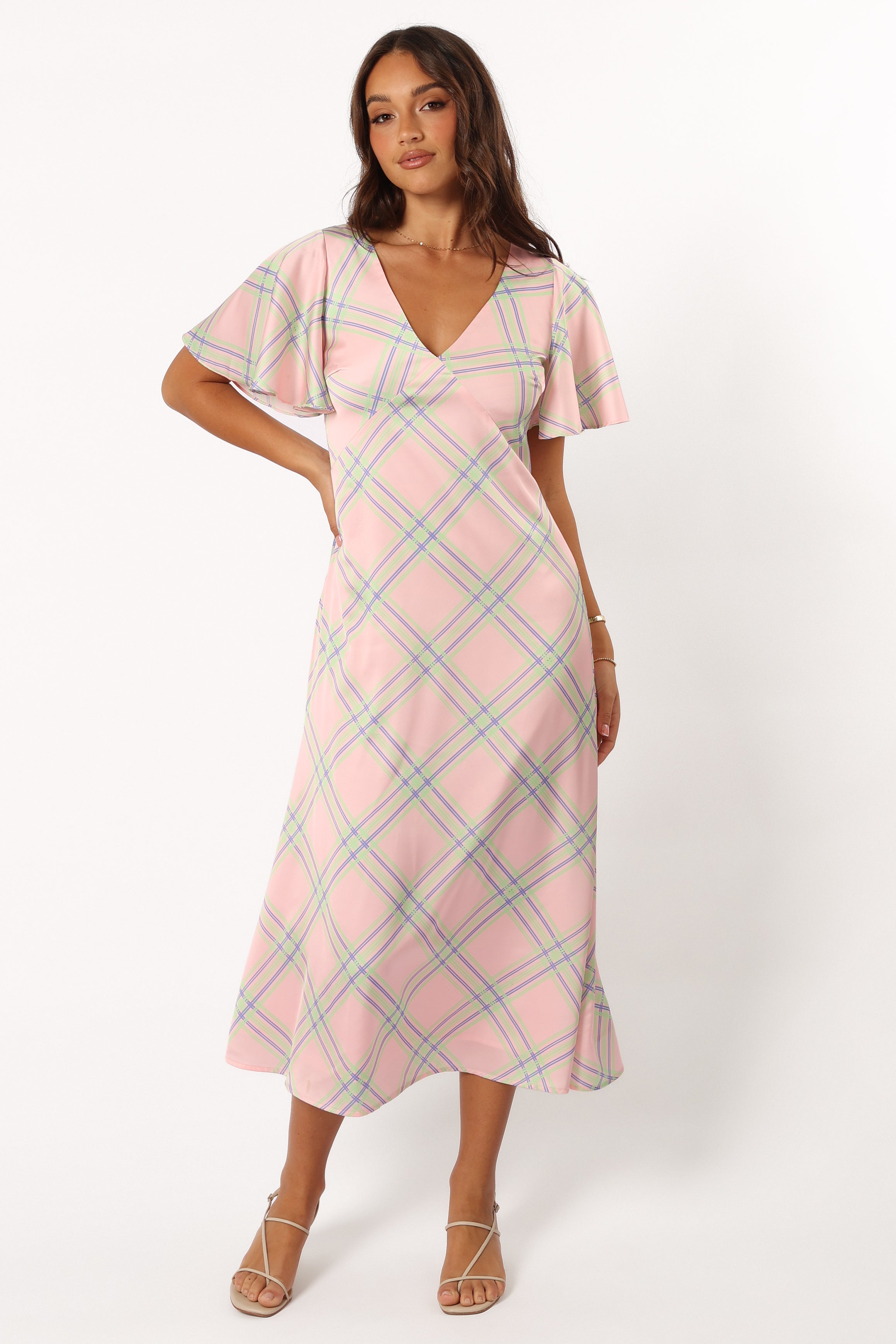 Petal and Pup USA DRESSES Jess Midi Dress - Pink Check