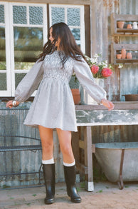 Petal and Pup USA DRESSES Jessen Long Sleeve Mini Dress - Navy Gingham