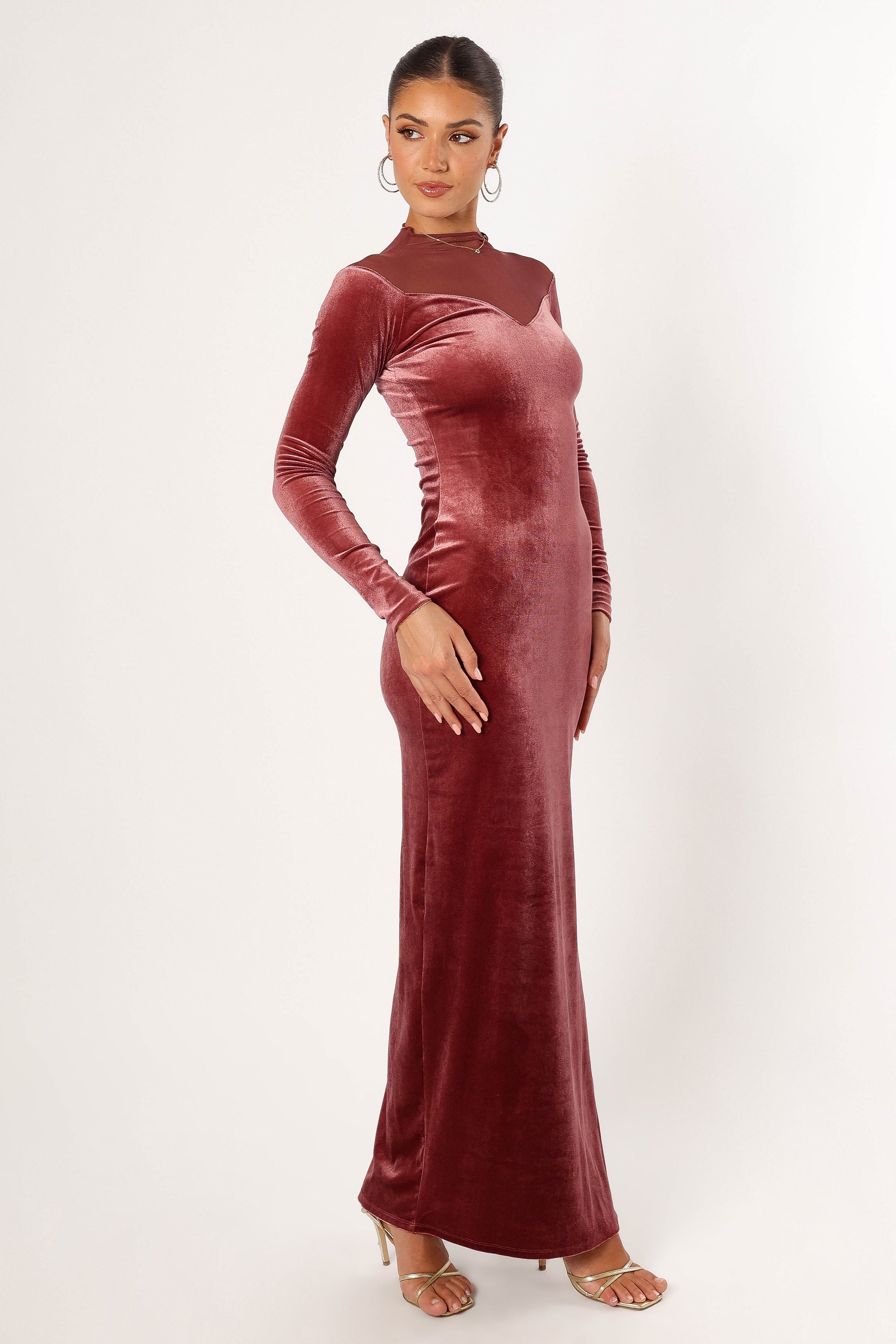 Long sleeve mauve maxi dress best sale