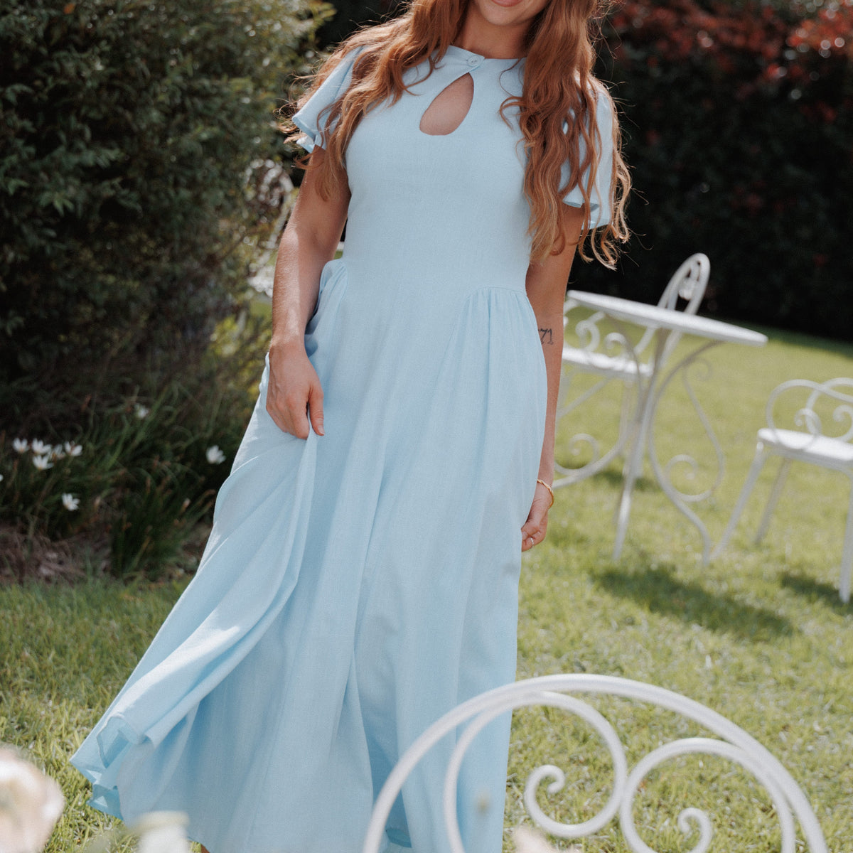 pale blue party dress Jessima Midi Blue evening dress Black tulle sequin long Color:Colorful 342682