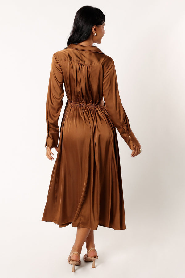 Petal and Pup USA DRESSES Jett Long Sleeve Midi Dress - Bronze