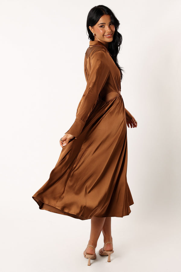 Petal and Pup USA DRESSES Jett Long Sleeve Midi Dress - Bronze