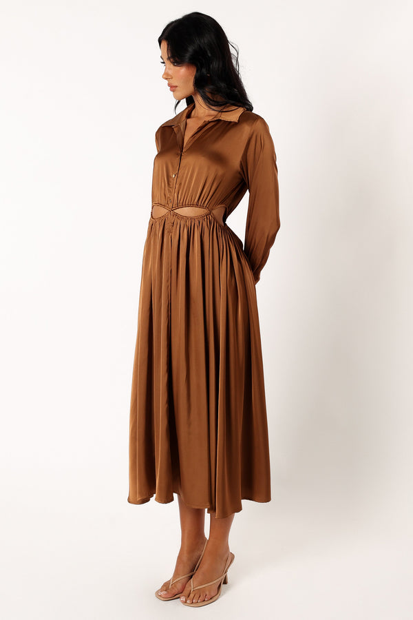 Petal and Pup USA DRESSES Jett Long Sleeve Midi Dress - Bronze