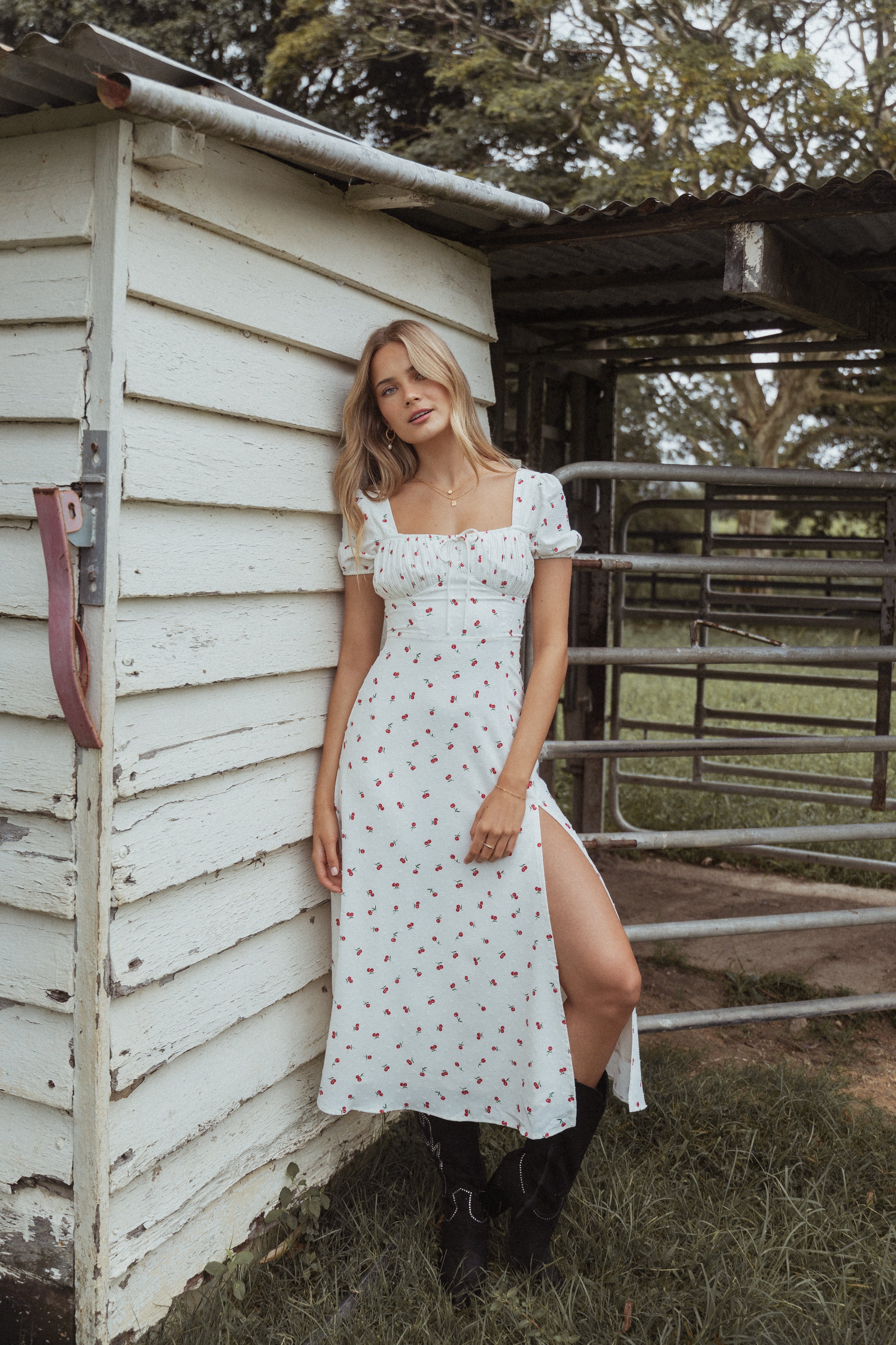 Jill Midi Dress - Cherry Print | Petal & Pup USA