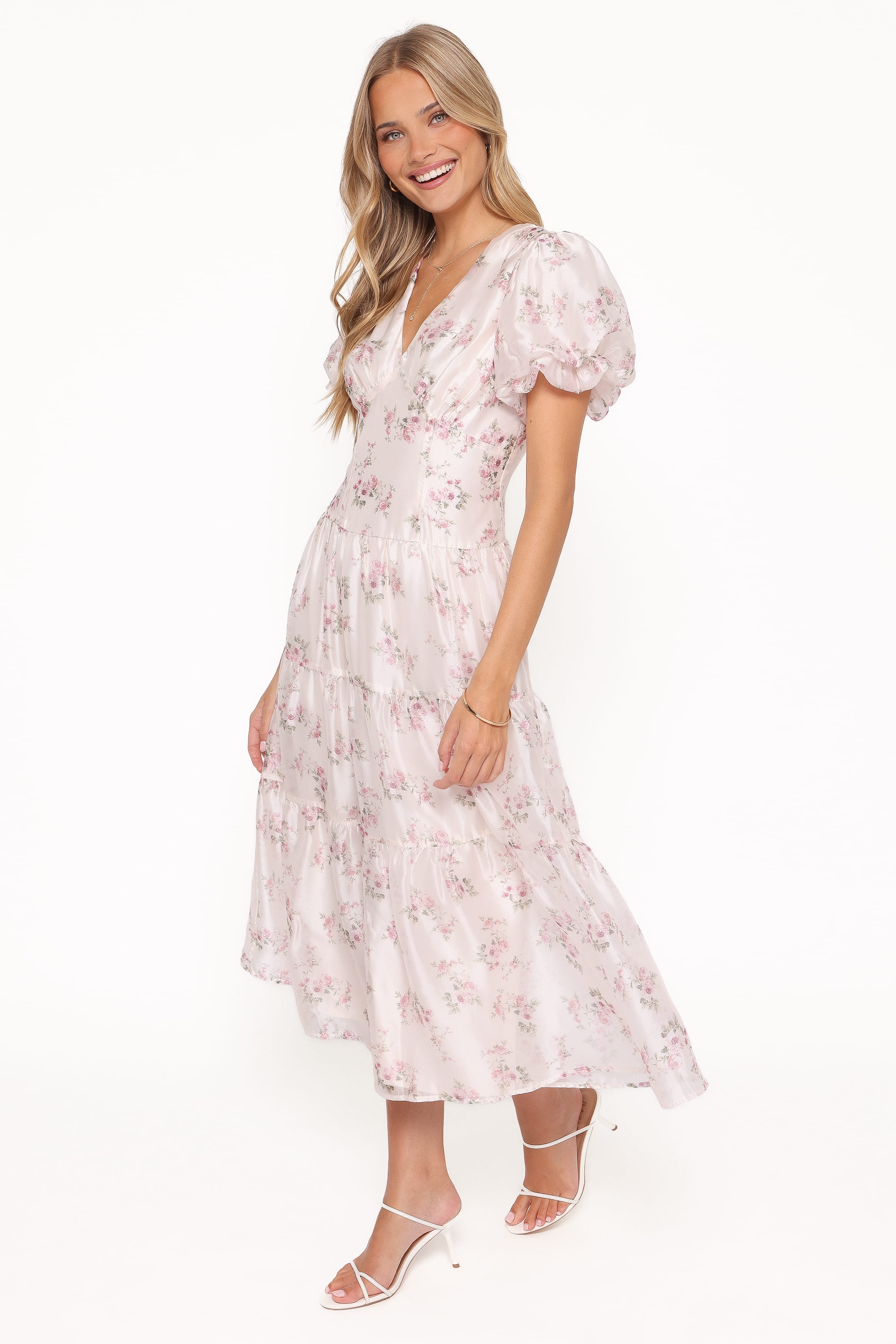 Petal and Pup USA DRESSES Jocelyn Maxi Dress - Ivory/Pink Floral