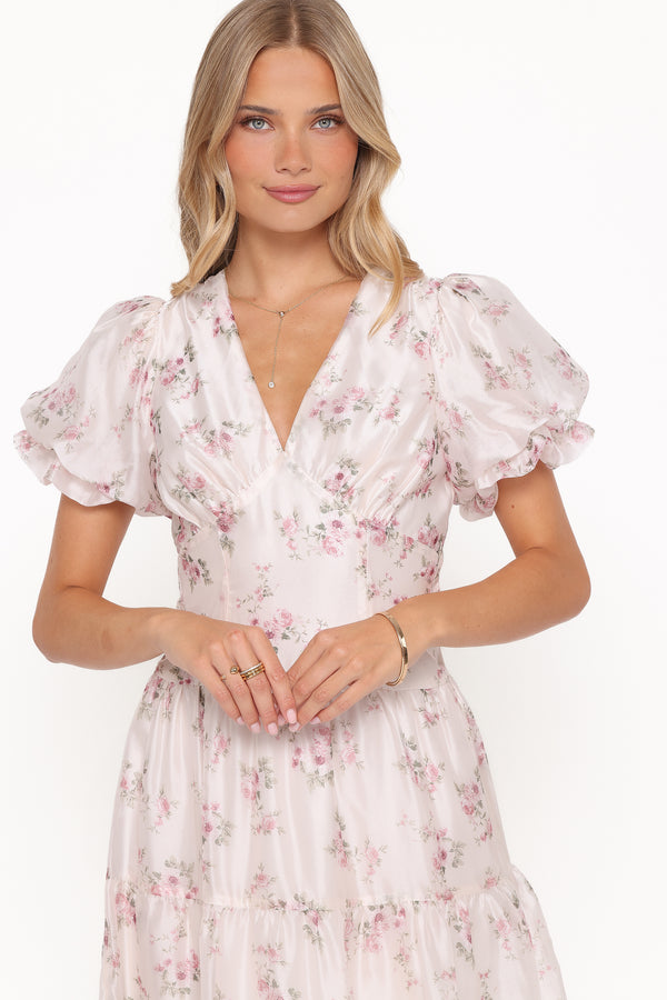 Petal and Pup USA DRESSES Jocelyn Maxi Dress - Ivory/Pink Floral